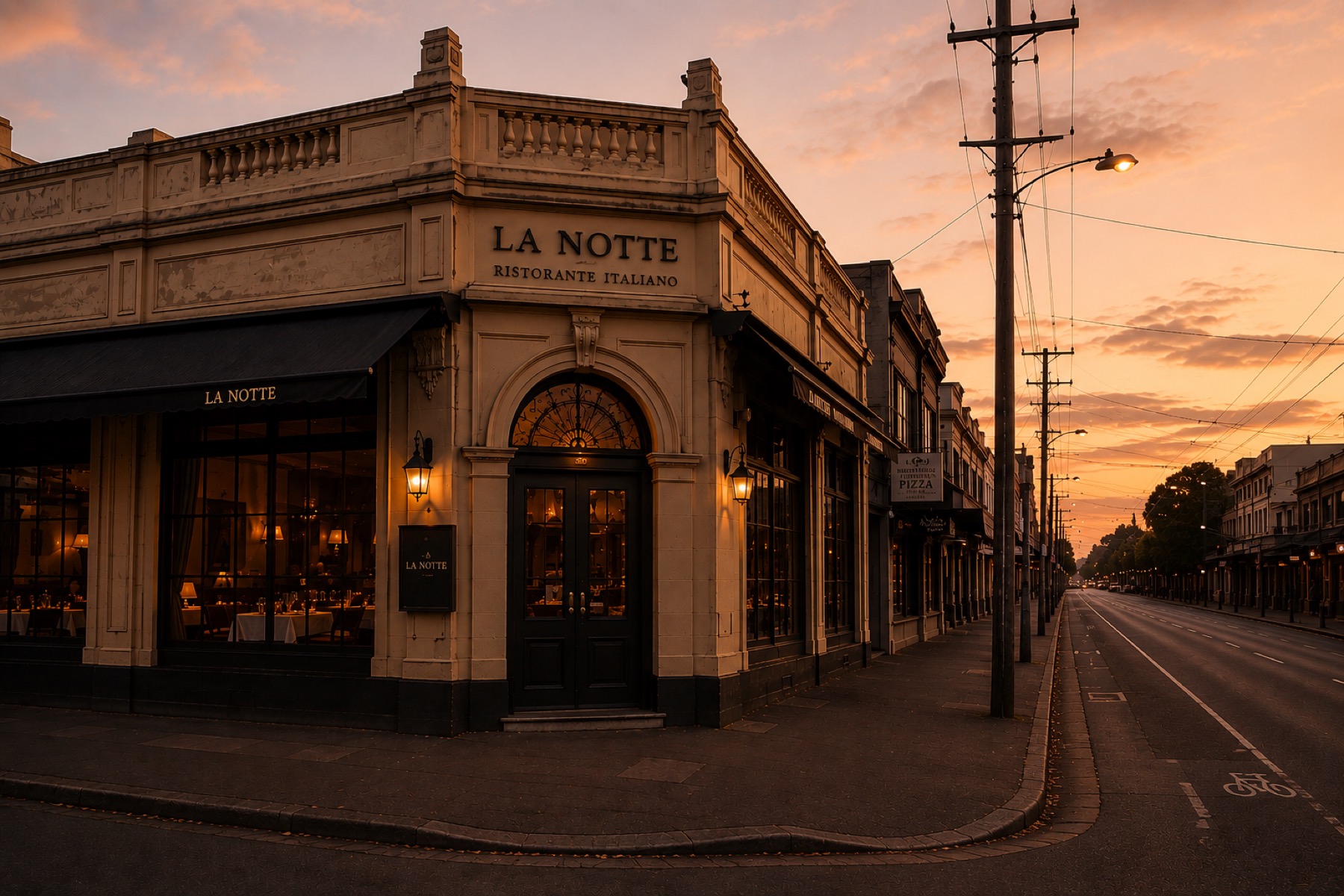 La Notte restaurant at sunset in Fitzroy